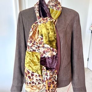 Vintage GLENTEX Long Rayon Velvet Lightweight Scarf